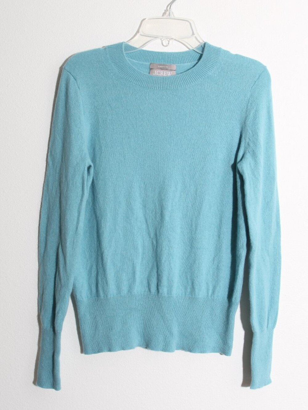 J. Crew Cashmere Classic-Fit Crewneck Sweater Aqua Blue Turquoise Teal Size XXS